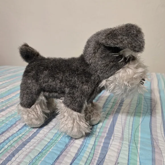 Terrier Dog Gray & White Plush Schnauzer Stuffed Animal - Picture 4 of 5